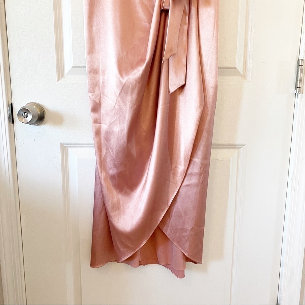 AFTER SIX Draped Desert Rose Satin Midi Formal Dress NWT - Picture 6 of 10